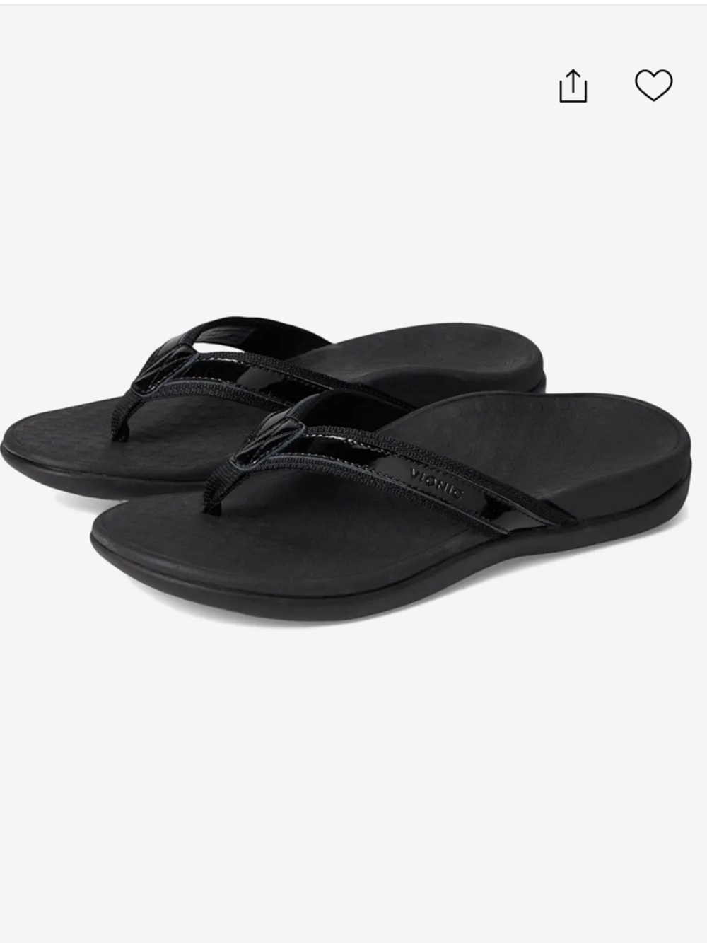 Vionic VIONIC Tide II Black Patent Thong Flip Flops Sz 8